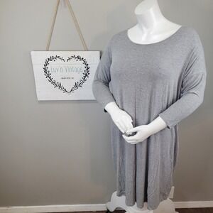 Liz Lange Maternity Gray T-Shirt Dress Casual 3/4 Sleeve Tunic Dress Size L‎